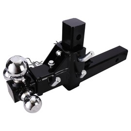 Angcosy Tri-Ball Mount Drop Hitch, 2" Adjustable, High-Strength Solid Shank, 5-3/4" Rise, 4-3/4" Drop, Chrome Ball, Black Mount, Suitable for Class 3-5 Hitches