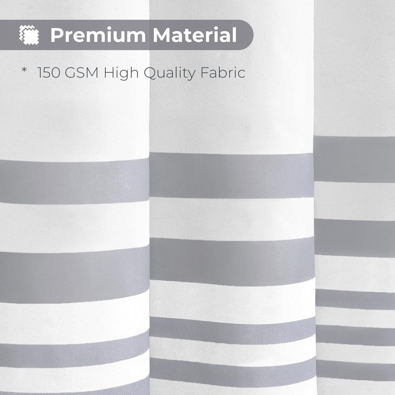 Seasonwood Grey and White Shower Curtain with Tassels Modern Farmhouse