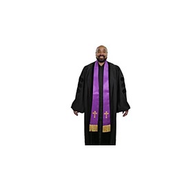 CLERKMANS Unisex Adult Clergy Stole – Embroidered Church Crosses – 90” Long, Fits All Body Types, 4 Colors Available