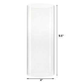 CYS EXCEL D-4" H-9.5" Glass Open Ended Hurricane Candleholder Bottomless Cylinder Sleeve Clear Chimney Shade Tube Cover, 1 Piece