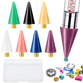 DOKLY 7 Pieces Replacement Wax Head Tips, Nail Rhinestones Picker with Case for Diamond Painting Pens Head Accessories
