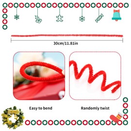 150 Pieces Christmas Pipe Cleaners Chenille Stem, Red Craft Pipe Cleaners,DIY Craft Fuzzy Sticks,Pipe Cleaners Bulk for Arts and Crafts, Xmas Home Decoration