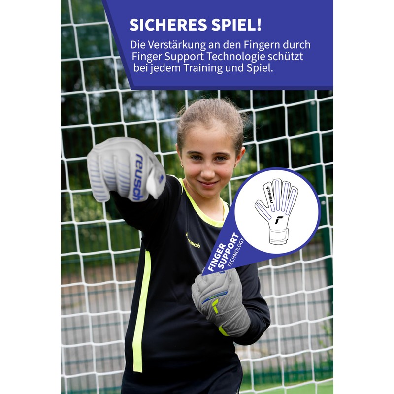 Reusch Children's Goalkeeper Gloves, Finger Protection, Reliable Grip