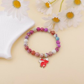 PARTNER Fox Charm Bracelets for Women Natural Stone Fox Jewelry Inspirational Healing Gifts for Women Animal Lovers (Emperor Stone)