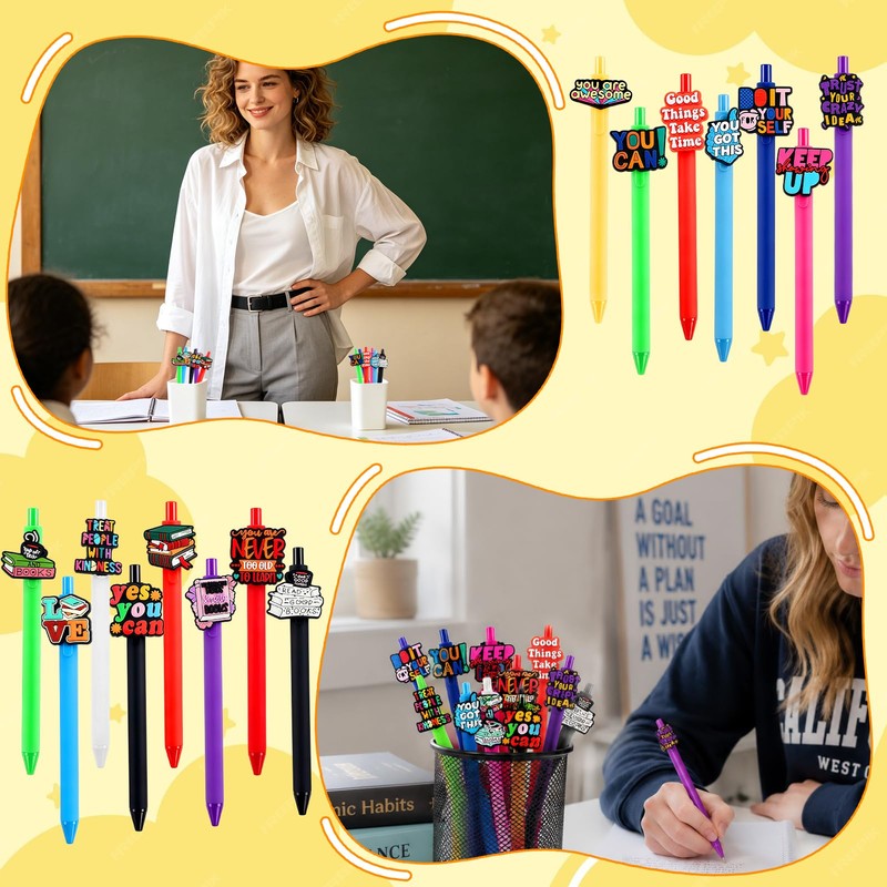 ZLFSRQ 15Pcs Funny Pens for Book Lovers Gifts Motivational Pens
