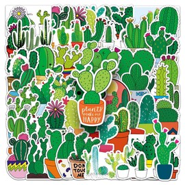 Cactus Stickers |50Pcs Green Plants Waterproof Vinyl Decals for Bike Water Bottles Laptop Bicycle Refrigerator Cup Luggage Computer Mobile Phone Skateboard