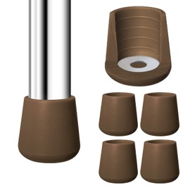 Gluposti 4 Rubber Chair Leg Caps 7/8 Inch Beige/Brown, Non-Slip Padded and Metal Folding Chair Leg Cap Floor Protectors (7/8", Beige/Brown)