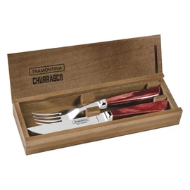 Tramontina Churrasco Pampas Steak Set in Red Forged Stainless Steel / Pine