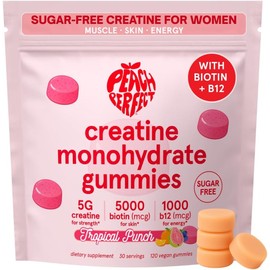 Peach Perfect Creatine Gummies for Women – 2 Pack – 5g Vegan Micronized Creatine – Energy & Performance Support – 60 Servings Total