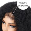 Beauhair 4C Edges Afro Kinky Curly Lace Closure Wigs Human