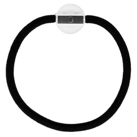 Hair Rubber Round with Plate 0.5 inch (13 mm) Base, 5 Pieces, Plastic Resin, Accessory Parts, Hair Hardware, Event Hair, Black Rubber, Resin, Craft Parts