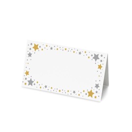 50 Gold Star Name Place Cards (Pack of 50) 8cm by 4cm Table Cards Name Place Cards for Parties Weddings Party Decoration (Gold)