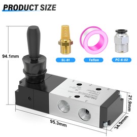 TAILONZ PNEUMATIC 1/4" BSP 5 Way 3 Position Air Hand Lever Operated Valve Pneumatic Solenoid Valve Manual Control Push-Pull 4H230-08C