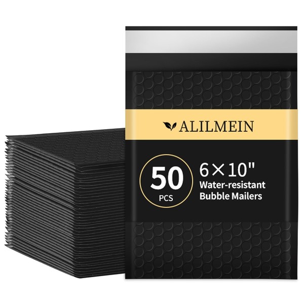 Alilmein 6×10" Inch Bubble Mailers 50 Pack Waterproof Padded Envelopes