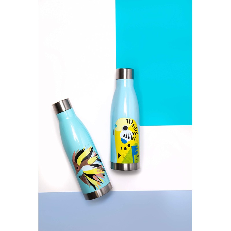 Maxwell & Williams JR0010 Pete Cromer Insulated Water Bottle, Budgerigar
