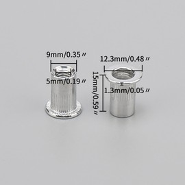 Unxuey Pack of 100 M6 Aluminium Alloy Rivet Nuts Knurled Flat Head Rivet Nuts Thread Insert Rivet Nut