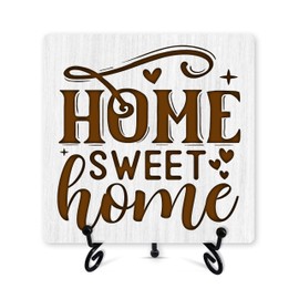 Home Desk Decor, Home Sweet Home Sign With Iron Stand, Housewarming Gifts For Women Men Family New House Owner Neighbours, Rustic Farmhouse Home Living Room Desk Shelf Decor -20