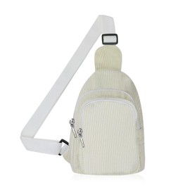 Energather Sling Bag for Women, Corduroy Women's Cross-Body Bags Small Crossbody Bag for Women and Girls, Versatile Chest Bag with Adjustable Shoulder Strap for Shopping, Walking, Hiking (White)