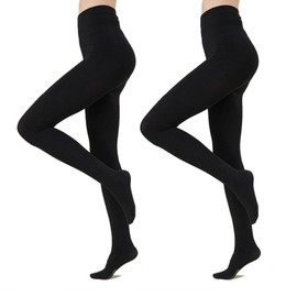 TUONYIS 2 Pcs Women's 80 Denier Opaque Tight, Soft Semi Opaque Control Top Black Tights for Women, Women's Opaque Tights with Reinforced Toes (Black)