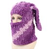 Bunny Ear Knitted Hat Purple Warm Windproof Thicken Stretchy Stylish