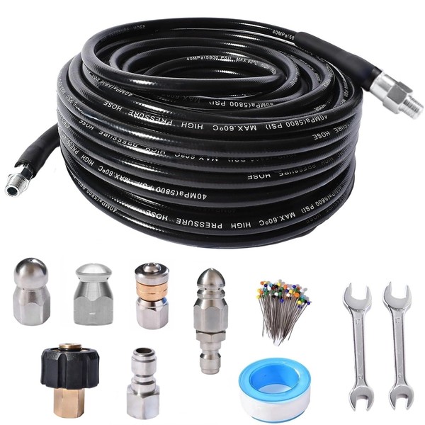 100FT Sewer Jetter Kit for Pressure Washer Water Jet Drain