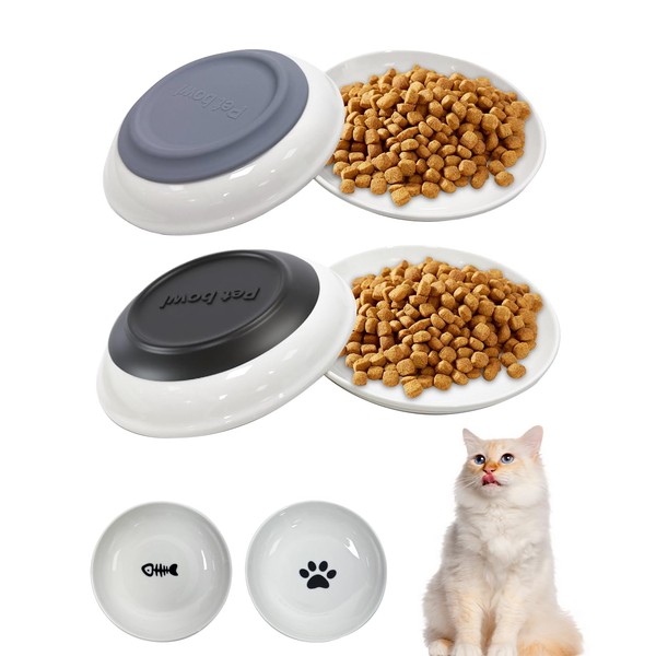 4 Pack Cat Food Bowl Whisker Friendly,Anti Whisker Fatigue Cat