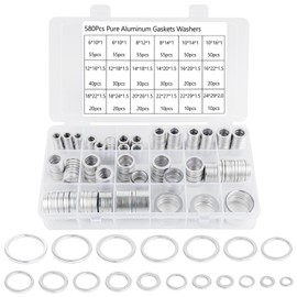 580 Pieces Crush Washer Oil Drain Plug, 18 Sizes Oil Drain Plug Gaskets Assortment Kit, Aluminum Automotive Engine Crush Washers for Sealing Engine Maintenance, M6 M8 M10 M12 M14 M16 M18 M20 M22 M24