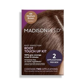 Retoque permanente de raíces Root Perfection, castaño medio 6N Savoca, 10 minutos para cubrir el 100% de las canas, tinte para cabello sin amoníaco, d