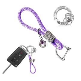Ziciner Bling Crystal Car KeyChains for Women & Girls, Car Key Chain Glitter Key Ring, Universal Bling Key Chain Accessories (Purple)