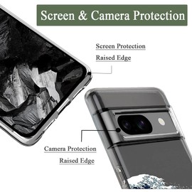 Unov Case Compatible with Pixel 8a Case Clear Transparent Slim Protective Case Soft TPU Bumper Embossed Pattern Shock Absorption (Large Wave)