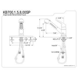 Kingston Brass KB705SP Wyndham Single Loop Handle Kitchen Faucet with Pull-Out Sprayer, 8-Inch, Oil Rubbed Bronze