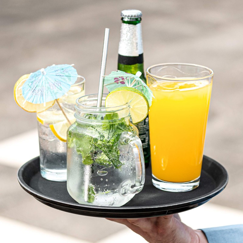 Tuffgrip Super Plastic Rubberized Anti-Skid, Non-Slip Food Tray, Round, 14"