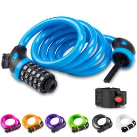 Opaza Bike Lock with 5-Digit Code, 1.2 m/4 ft Bicycle Lock Combination Cable Lock Lightweight & Security Bike Chain Lock for Bicycle, Mountain Bike, Scooter (Blue)