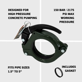 Con Forms Hevi-Duty (HD) Engagement Concrete Pump Placing Line Snap Clamp Shotcrete Laydown System Coupling (2" ID, 2.5" ID, 3" ID, 4"ID) (3)
