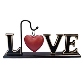 Wood Love Sign Decorative Letter Blocks Freestanding Cutouts Word Wooden Tabletop Centerpiece Rustic Mantel Fireplace Decor for Valentine's Day Wedding Housewarming