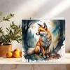 Fox Moon Woodland Greeting Card Beautiful Fox Illustration 145 x