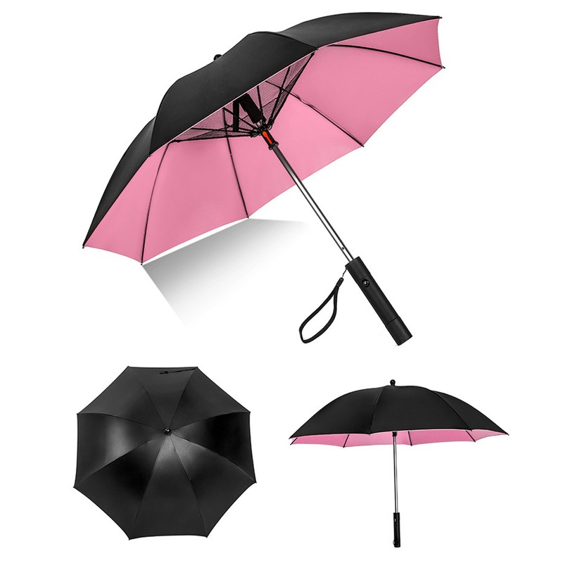 Cooling Fan Umbrella UV Guard Sun Blocking 2600mAh USB Rechargeable