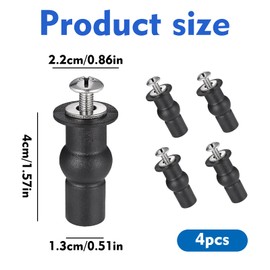 Universal WC Lid Fittings Kit – 4 Pack Lid Hinges and Screws with Expanding Rubber Top Nuts, Heavy Duty WC Cover Fixing Kit for Pan Blind Hole Installations