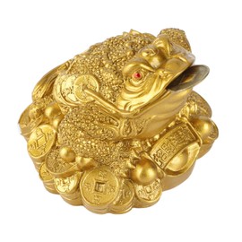 Moofey Chinese Feng Shui Money Frog, Toad Feng Shui Decor, Office Ornament Lucky Frog with Money in Mouth for Attract Wealth and Good Luck