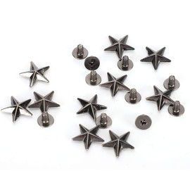 50 Set 14mm Silver Star Shape Rivets, Metal Star Studs and Spikes for Leather Craft DIY, Garment Rivets Studs for Shoes, Bags, Clothing, Decoration, Belts, Dog Collar, 0.6in (Silver Black)