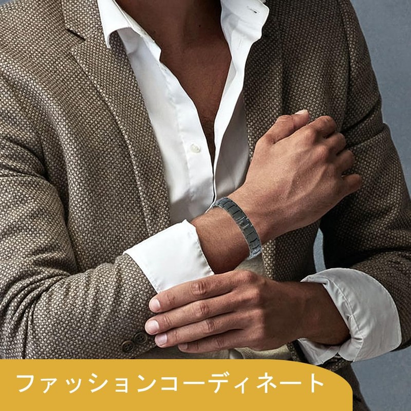 [TILIFE] 磁気ブレスレット静電気防止ブレスレットチタン磁気ゲルマニウム防水タイプサイズ調整可能ブラック[長さ20 cm]