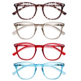 anteojos de lectura para mujeres y hombres, elegantes lectores, ligeras anteojos de montura para lectura, paquete de 3 unidades, negro/tortuga/transparente, 4 colores mezclados, Medium