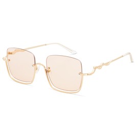 Appassal Oversized Snake Sunglasses for Women Men Large Rectangular Y2K 90s Glasses Sunnies AP3687,Light Gold/Light Brown