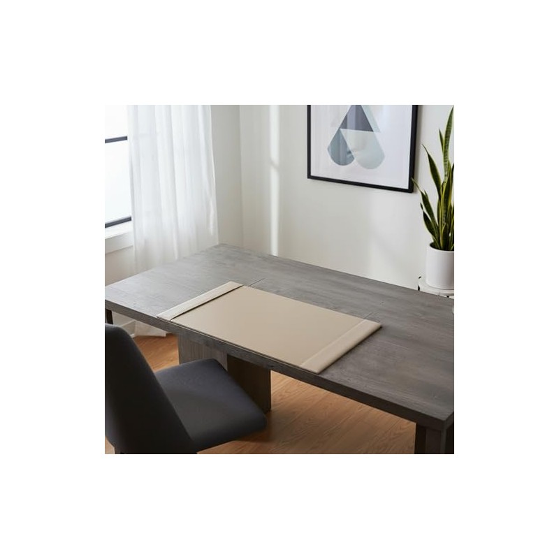 White Latte Bonded Leather 30" x 18" Side-Rail Desk Pad