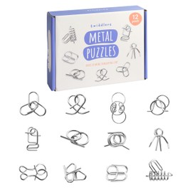 THE TWIDDLERS - Pack of 12 Metal Wire IQ Brain Teaser Mind Puzzles, Multipack Mini School Gift Toy and Party Bag Fillers for Children, Adults, Christmas Cracker Party Favours