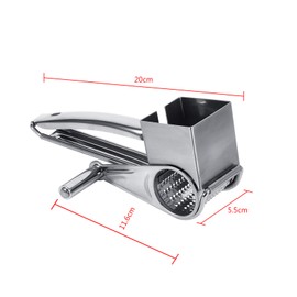 Aqxreight Rotating Cheese Grater, Multifunctional Kitchen Craft Rotary Stainless Steel Manual Drum Cheese Grater 1 Drums Slice Shred Home Tool