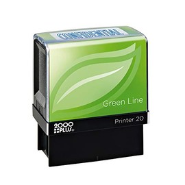 2000 PLUS Green Line Self-Inking Message Stamp, Confidential, 80% Recycled, 1 1/2" x 9/16" Impression, Blue Ink (098374)