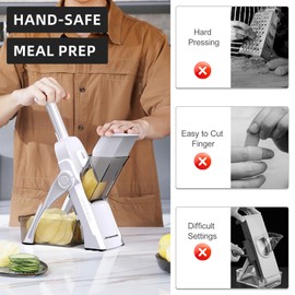 Vegetable Slicer Kitchen Adjustable Thickness 0.1-8mm Professional Vegetable Slicer Potato Slicer Chip Cutter Cutte (Only Slice, White)