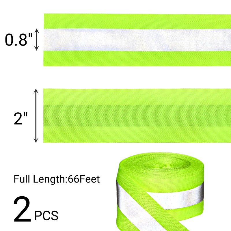 Tlence 2 Rolls 2" x 66ft Reflective Ribbon, High Visibility