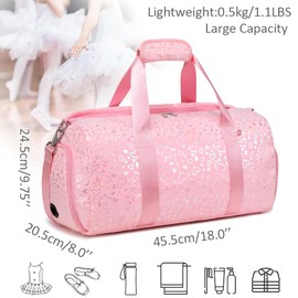 Fluffy Dance Bag for Girls Ballet Bag Sports Gym Duffel for Girls Water Resistant Travel Duffle with Shoes Compartment